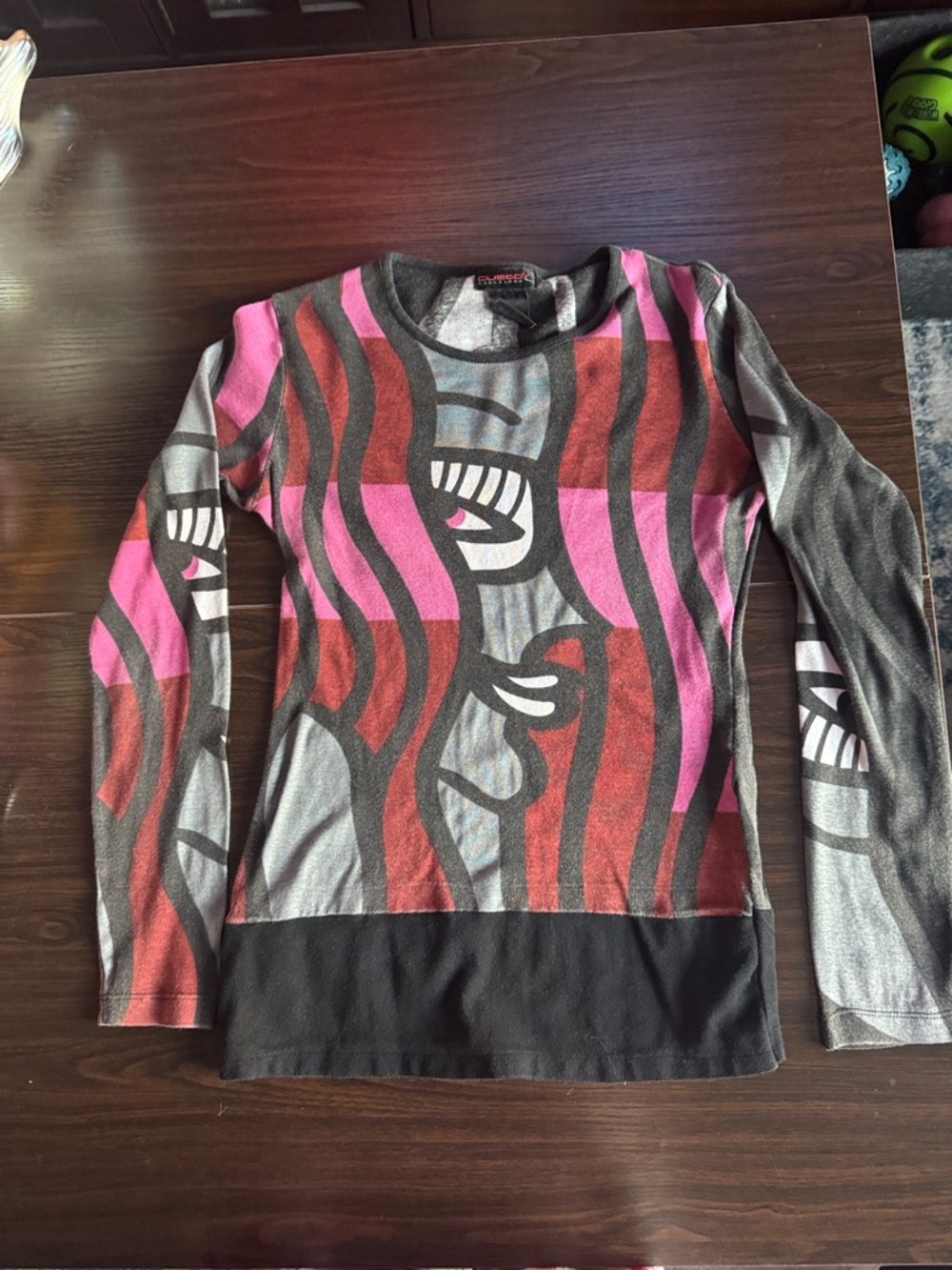 Custo Barcelona Multicolor Graphic Striped Long Sleeve Top